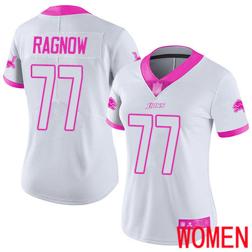 Detroit Lions Limited White Pink Women Frank Ragnow Jersey NFL Football #77 Rush Fashion->detroit lions->NFL Jersey